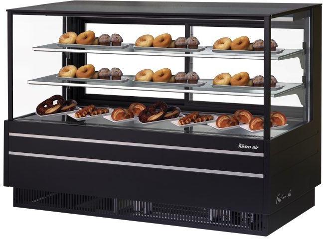 Turbo Air - 72.5" Black Square Glass Non-Refrigerated Straight Front Bakery Display Case - TCGB-72UF-DR-B (ETA 5-6 Weeks)