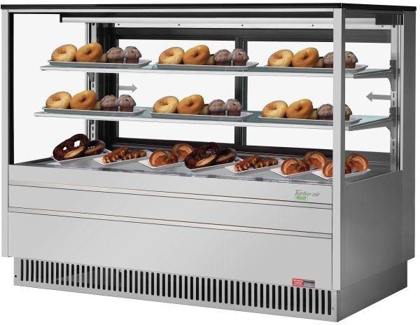 Turbo Air - 72.5" Silver Square Glass Non-Refrigerated Straight Front Bakery Display Case - TCGB-72UF-DR-S (ETA 5-6 Weeks)