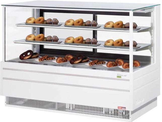 Turbo Air - 72.5" White Square Glass Non-Refrigerated Straight Front Bakery Display Case - TCGB-72UF-DR-W (ETA 5-6 Weeks)