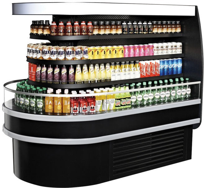 Turbo Air - 73" Black Air Curtain with 3/4 Oval Island Display Case - TIOM-48RSB-N (ETA 5-6 Weeks)