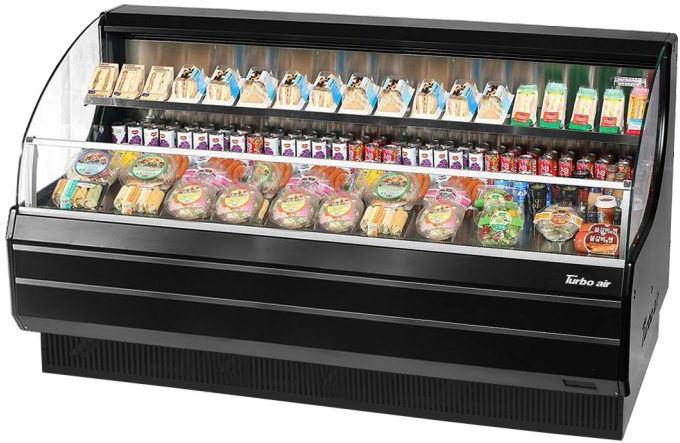 Turbo Air - 75.75" Black Low Profile Horizontal Open Display Merchandiser With 2 Adjustable Shelves - TOM-75LB-N (ETA 5-6 Weeks)