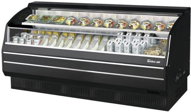 Turbo Air - 75.75" Black Low Profile Horizontal Open Display Merchandiser With 2 Adjustable Shelves and Black Panels - TOM-75LB-SP(-A)-N (ETA 5-6 Weeks)