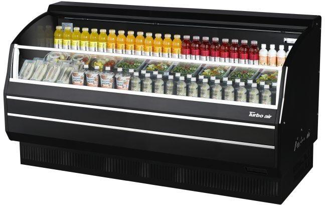 Turbo Air - 75.75" Black Slim Profile Open Display Merchandiser Including 3 Bottom Shelves - TOM-75SB-SP(-A)-N (ETA 5-6 Weeks)