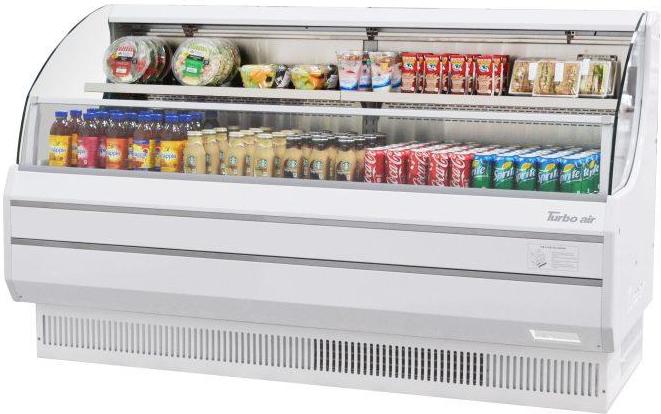 Turbo Air - 75.75" White Low Profile Horizontal Open Display Merchandiser With 2 Adjustable Shelves - TOM-75LW-N (ETA 5-6 Weeks)