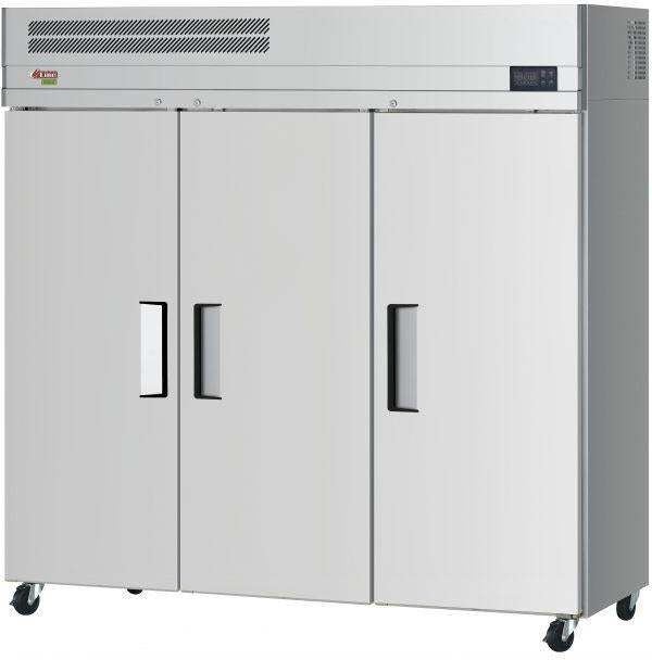 Turbo Air - 77.75" E-line Reach-in Three Section Refrigerator with 9 Adjustable PE Coated Wire Shelves - ER72-3-N-V (ETA 5-6 Weeks)