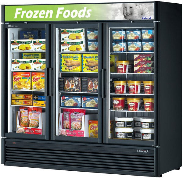 Turbo Air - 78" Black 3 Swing Glass Door Merchandising Freezer - TGF-72SDB-N (ETA 5-6 Weeks)