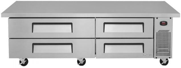 Turbo Air - 78" Silver Four Drawer Refrigerated Chef Base with Extended Top - TCBE-72SDR-E-N (ETA 5-6 Weeks)