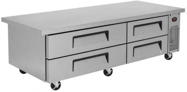 Turbo Air - 78" Silver Four Drawer Refrigerated Chef Base with Extended Top - TCBE-72SDR-E-N (ETA 5-6 Weeks)