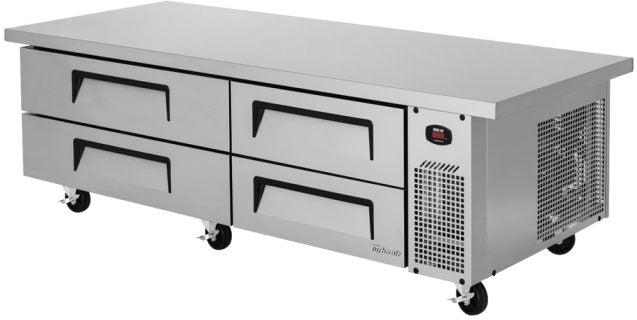 Turbo Air - 78" Silver Four Drawer Refrigerated Chef Base with Extended Top - TCBE-72SDR-E-N (ETA 5-6 Weeks)