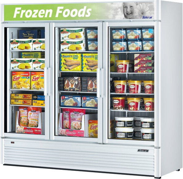 Turbo Air - 78" White 3 Swing Glass Door Merchandising Freezer - TGF-72SDW-N (ETA 5-6 Weeks)