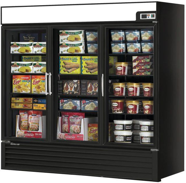 Turbo Air - 82" Black 3 Hinged Swing Glass Door Merchandising Freezer - TGF-72FAB-N (ETA 5-6 Weeks)