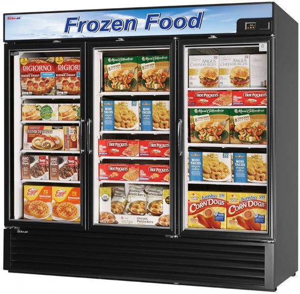 Turbo Air - 82" Black 3 Swing Glass Door Merchandising Freezer - TGF-72FB-N (ETA 5-6 Weeks)