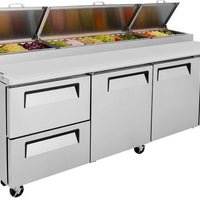 Turbo Air - 93" Pizza Prep Table with 2 Doors and 2 Drawers - TPR-93SD-D2-N (ETA 5-6 Weeks)