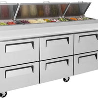 Turbo Air - 93" Pizza Prep Table with 6 Drawers - TPR-93SD-D6-N (ETA 5-6 Weeks)