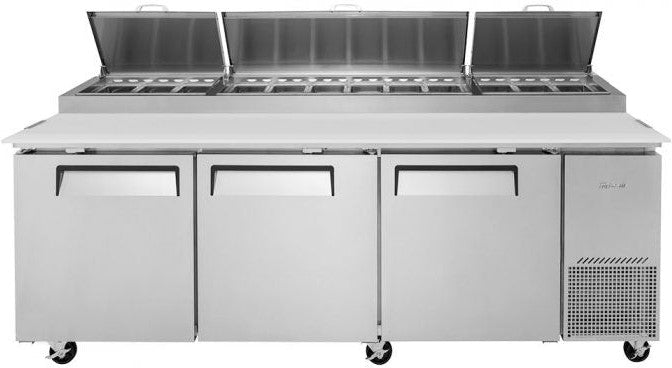 Turbo Air - 93" Super Deluxe Refrigerated Pizza Prep Table with 3 Solid Doors - TPR-93SD-N (ETA 5-6 Weeks)