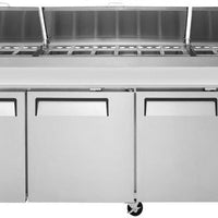 Turbo Air - 93" Super Deluxe Refrigerated Pizza Prep Table with 3 Solid Doors - TPR-93SD-N (ETA 5-6 Weeks)