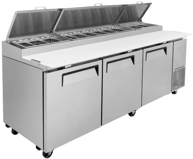 Turbo Air - 93" Super Deluxe Refrigerated Pizza Prep Table with 3 Solid Doors - TPR-93SD-N (ETA 5-6 Weeks)