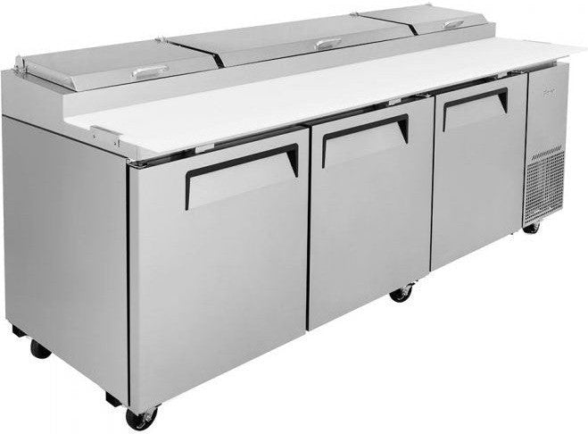 Turbo Air - 93" Super Deluxe Refrigerated Pizza Prep Table with 3 Solid Doors - TPR-93SD-N (ETA 5-6 Weeks)