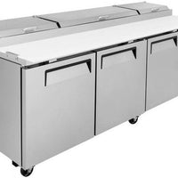 Turbo Air - 93" Super Deluxe Refrigerated Pizza Prep Table with 3 Solid Doors - TPR-93SD-N (ETA 5-6 Weeks)