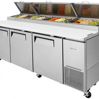 Turbo Air - 93" Super Deluxe Refrigerated Pizza Prep Table with 3 Solid Doors - TPR-93SD-N (ETA 5-6 Weeks)