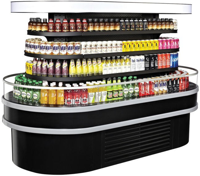 Turbo Air - 96" Black Air Curtain Oval Island Display Case - TIOM-48RSRB-N (ETA 5-6 Weeks)
