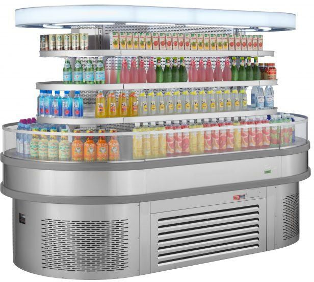 Turbo Air - 96" Silver Air Curtain Oval Island Display Case - TIOM-48RSRS-N (ETA 5-6 Weeks)