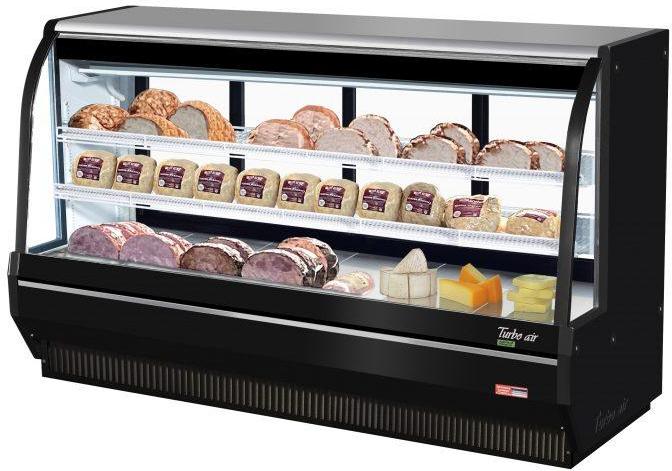 Turbo Air - 96.5" Black Curved Glass Refrigerated Direct Cooling Deli Case - TCDD-96H-B-N (ETA 5-6 Weeks)