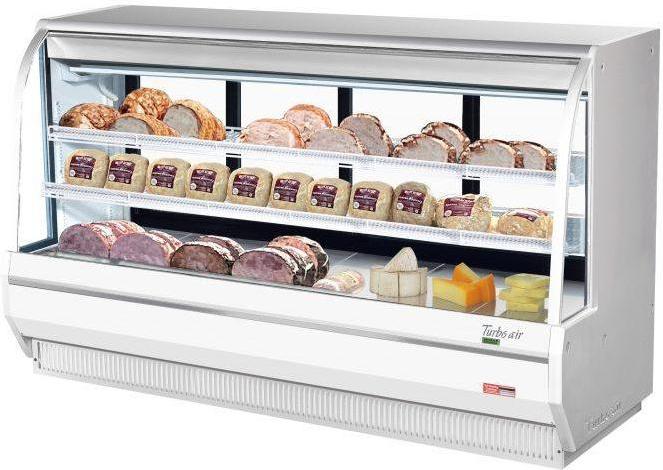 Turbo Air - 96.5" White Curved Glass Refrigerated Direct Cooling Deli Case - TCDD-96H-W-N (ETA 5-6 Weeks)