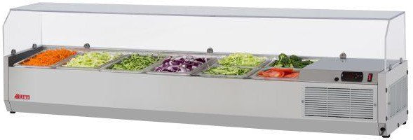 Turbo Air - E-Line 60" Stainless Steel Refrigerated Countertop Salad Prep Table with Clear Hood - CTST-1500G-N (ETA 5-6 Weeks)