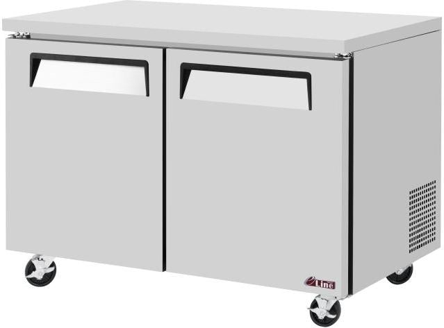 Turbo Air - E-line 48.25" Silver Two Section Undercounter Freezer with 2 Adjustable PE Coated Wire Shelves - EUF-48-N-V (ETA 5-6 Weeks)