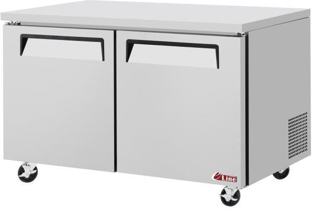 Turbo Air - E-line 60.25" Silver Two Section Undercounter Refrigerator with 2 Adjustable PE Coated Wire Shelves - EUR-60-N6-V (ETA 5-6 Weeks)