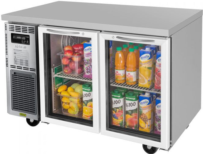 Turbo Air - J Series 48" Undercounter Refrigerator with Side Mounted Compressor with 2 Glass Doors - JUR-48-G-N (ETA 5-6 Weeks)