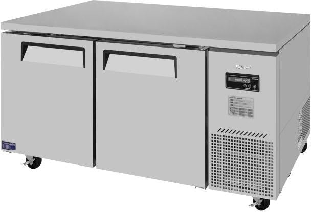 Turbo Air - J Series 67" Silver Two-Section Side Mount Undercounter Refrigerator and Front Air Intake - JUR-67D-N (ETA 5-6 Weeks)