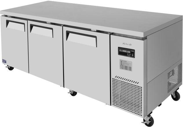 Turbo Air - J Series 93" Silver Three-Section Side Mount Undercounter Refrigerator and Front Air Intake - JUR-93D-N (ETA 5-6 Weeks)