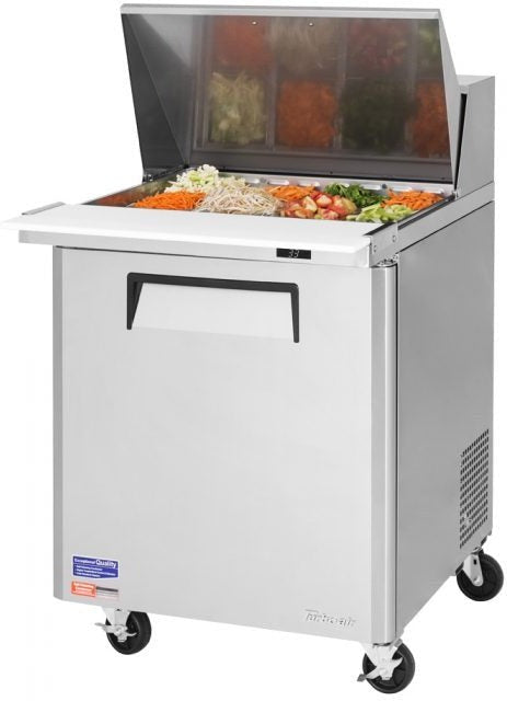 Turbo Air - M3 Series 28" Mega Top Stainless Steel Refrigerated Sandwich Prep Table with 1 Door - MST-28-12-N (ETA 5-6 Weeks)