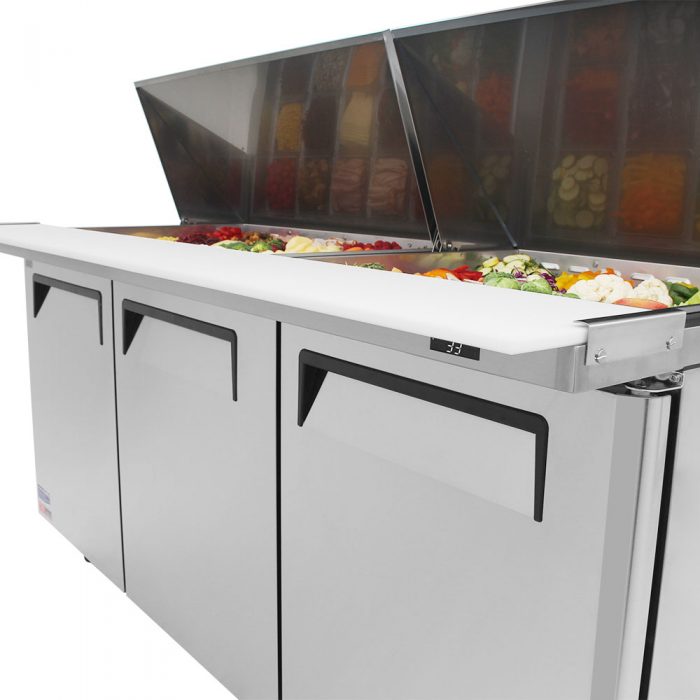 Turbo Air - M3 Series 72" Mega Top Stainless Steel Refrigerated Sandwich Prep Table with 3 Doors - MST-72-30-N (ETA 5-6 Weeks)