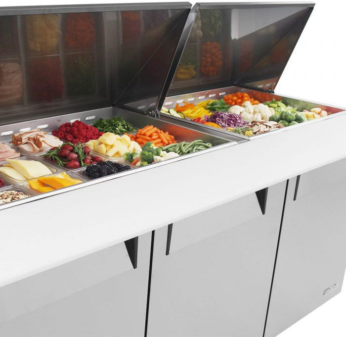 Turbo Air - M3 Series 72" Mega Top Stainless Steel Refrigerated Sandwich Prep Table with 3 Doors - MST-72-30-N (ETA 5-6 Weeks)