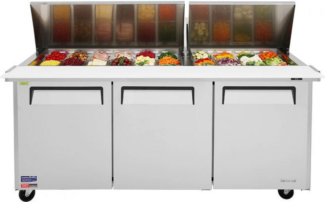 Turbo Air - M3 Series 72" Mega Top Stainless Steel Refrigerated Sandwich Prep Table with 3 Doors - MST-72-30-N (ETA 5-6 Weeks)