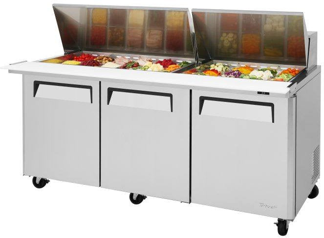 Turbo Air - M3 Series 72" Mega Top Stainless Steel Refrigerated Sandwich Prep Table with 3 Doors - MST-72-30-N (ETA 5-6 Weeks)