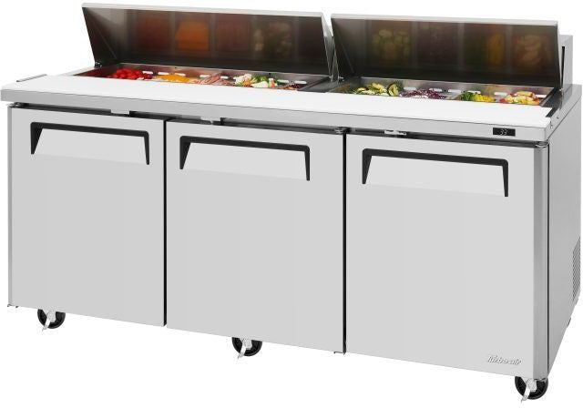 Turbo Air - M3 Series 72" Stainless Steel Refrigerated Sandwich Prep Table with 3 Doors - MST-72-N (ETA 5-6 Weeks)