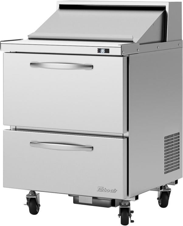 Turbo Air - PRO Series 27.5" Silver Mega One Section Top Sandwich/Salad Prep Table-Slide Lid - PST-28-D2-N (ETA 5-6 Weeks)