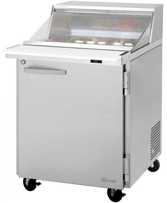 Turbo Air - PRO Series 27.5" Silver Mega One Section Top Sandwich/Salad Prep Table with Clear Lid - PST-28-12-N-CL (ETA 5-6 Weeks)