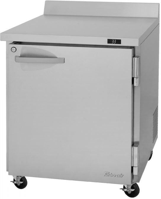 Turbo Air - PRO Series 27.5" Silver One Left Hinged Door Worktop Refrigerator with 1 Wire Shelf - PWR-28-N(-L) (ETA 5-6 Weeks)
