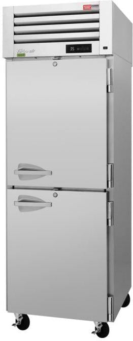 Turbo Air - PRO Series 28.75" Silver Pass Thru Refrigerator and 2 Half Glass Front Door / 2 Half Solid Back Door - PRO-26-2R-SG-PT-N (ETA 5-6 Weeks)