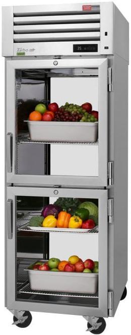 Turbo Air - PRO Series 28.75" Silver Pass Thru Refrigerator and 4 Glass Half Doors - PRO-26-2R-G-PT-N (ETA 5-6 Weeks)