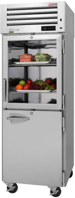 Turbo Air - PRO Series 28.75" Silver Reach-in, Two-Section Refrigerator with 3 Stainless Steel Wire Shelves - PRO-26R-GSH-N (ETA 5-6 Weeks)