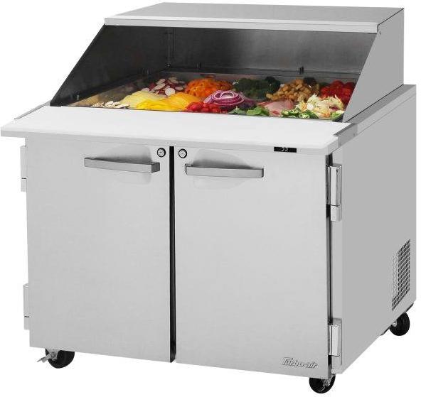 Turbo Air - PRO Series 36.25" Silver Mega Two Section Sandwich/Salad Prep Table with Slide Lid - PST-36-15-N-SL (ETA 5-6 Weeks)