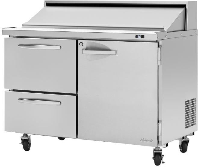 Turbo Air - PRO Series 48.25" Silver Sandwich/Salad Unit with 2 Drawers and 1 Left Hinged Door - PST-48-D2R(L)-N (ETA 5-6 Weeks)