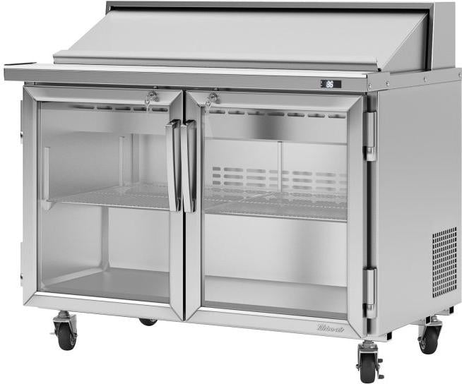 Turbo Air - PRO Series 48.25" Silver Two-Doors Sandwich/Salad Prep Table with Glass door and Side Breathing - PST-48-G-N (ETA 5-6 Weeks)