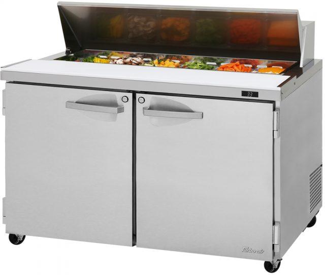 Turbo Air - PRO Series 48.25" Silver Two-Doors Sandwich/Salad Prep Table with Solid door and Side Breathing - PST-48-N (ETA 5-6 Weeks)